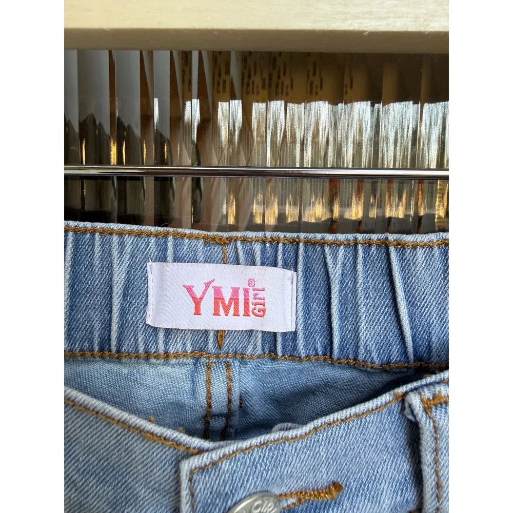 YMI Girl Kids Light Wash Distressed Wide Leg‎ Denim Jeans Blue Size 14